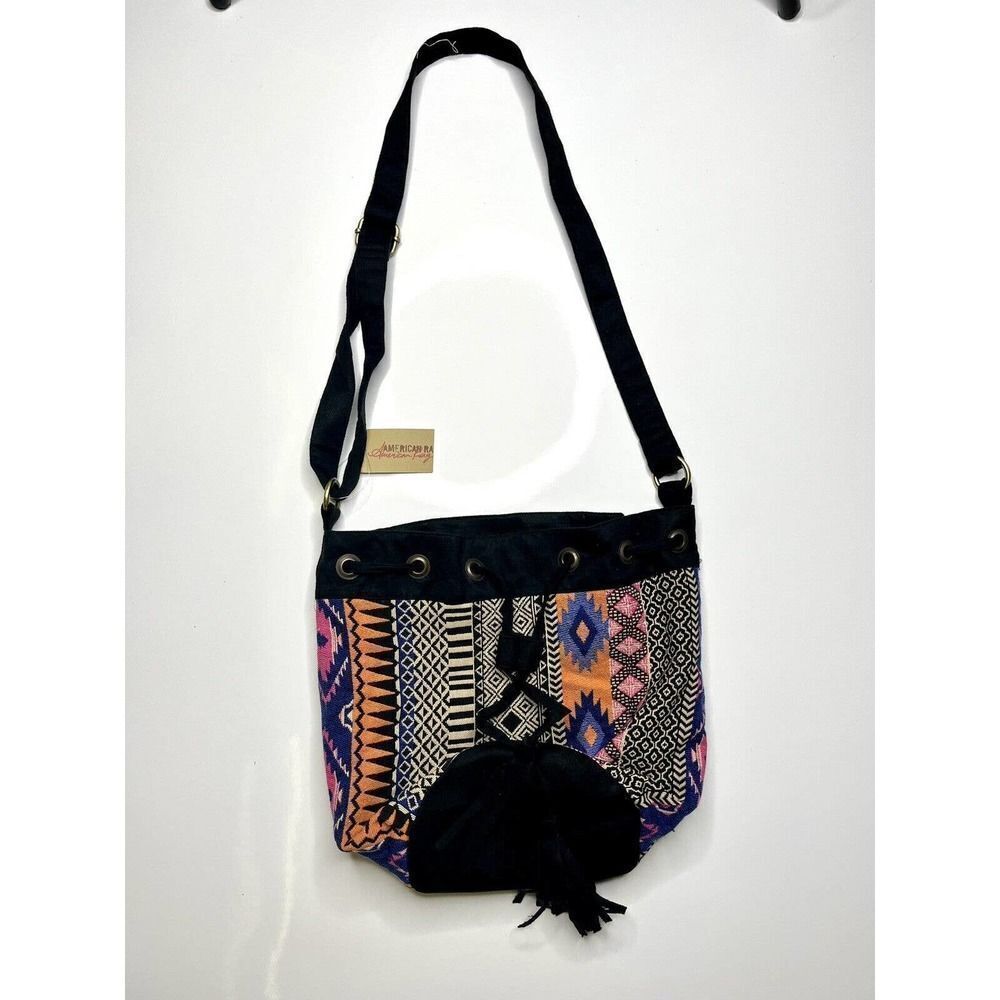 American Rag Draw String Bucket Bag Navajo Style Textile NEW backpack cute